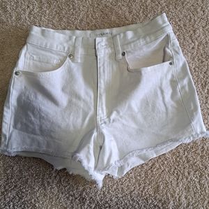 High-waisted white shorts